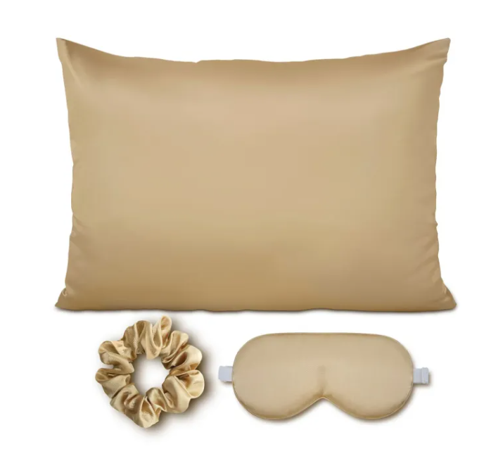 Silk-Effect Pillowcase Set – with Sleep Mask & Scrunchie