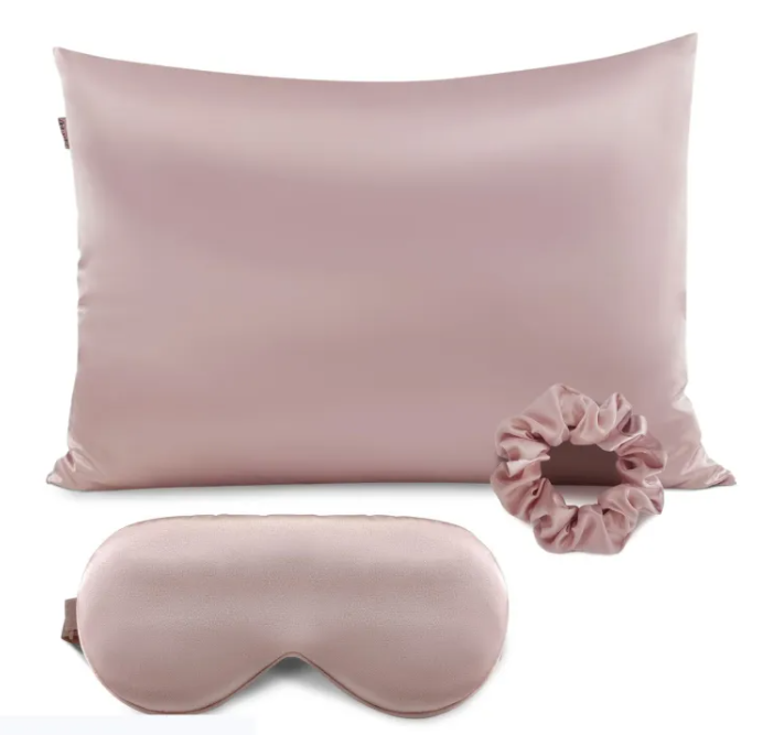 Silk-Effect Pillowcase Set – with Sleep Mask & Scrunchie
